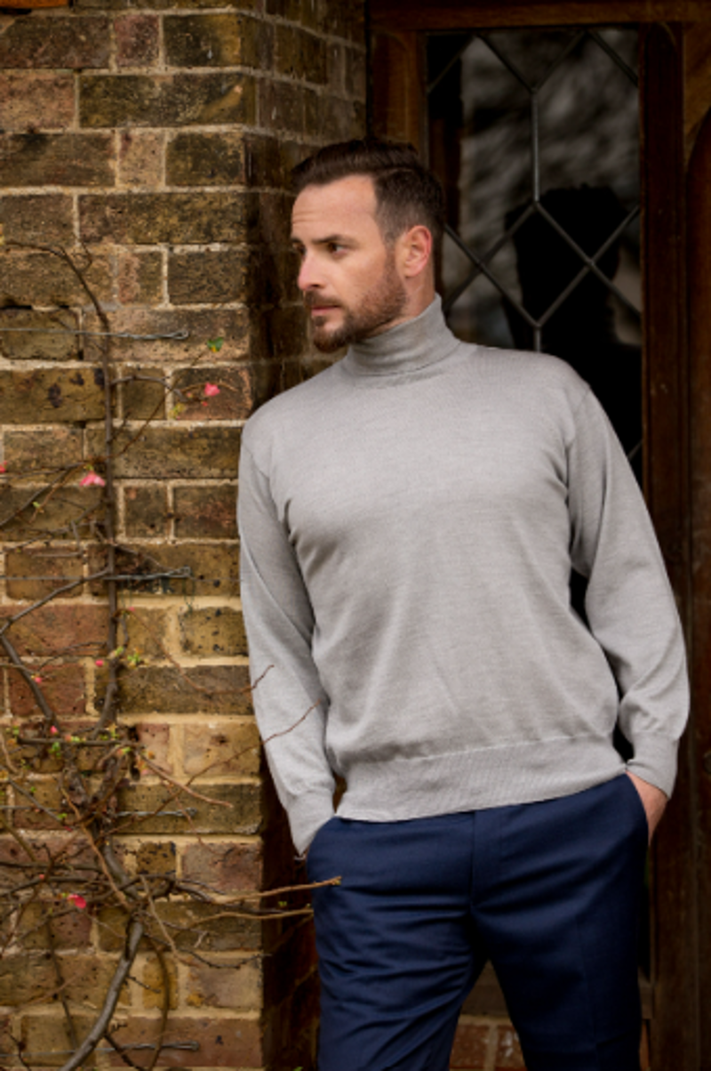 Massoti Merino Roll Neck Jumper Grey W07  